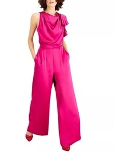 Inc Cowl Neck Fuschia Satin Jumpsuit
